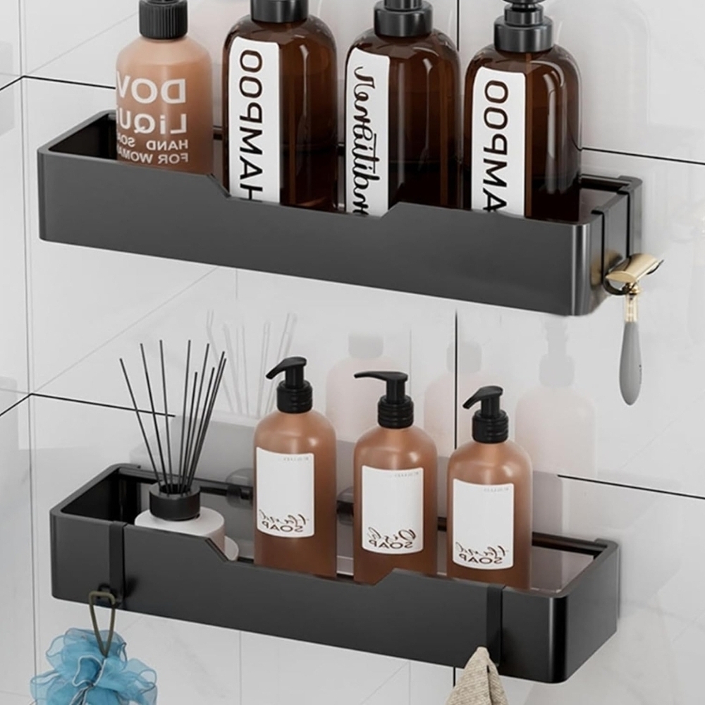 NEW Black No-Drill Bathroom Shelves